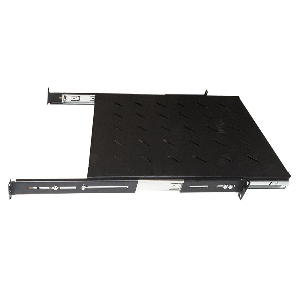 Ripiano Universale Per Armadio Rack Estraibile Su Binari Telescopici 1 Unita' Nero 550mm. - Foto 3