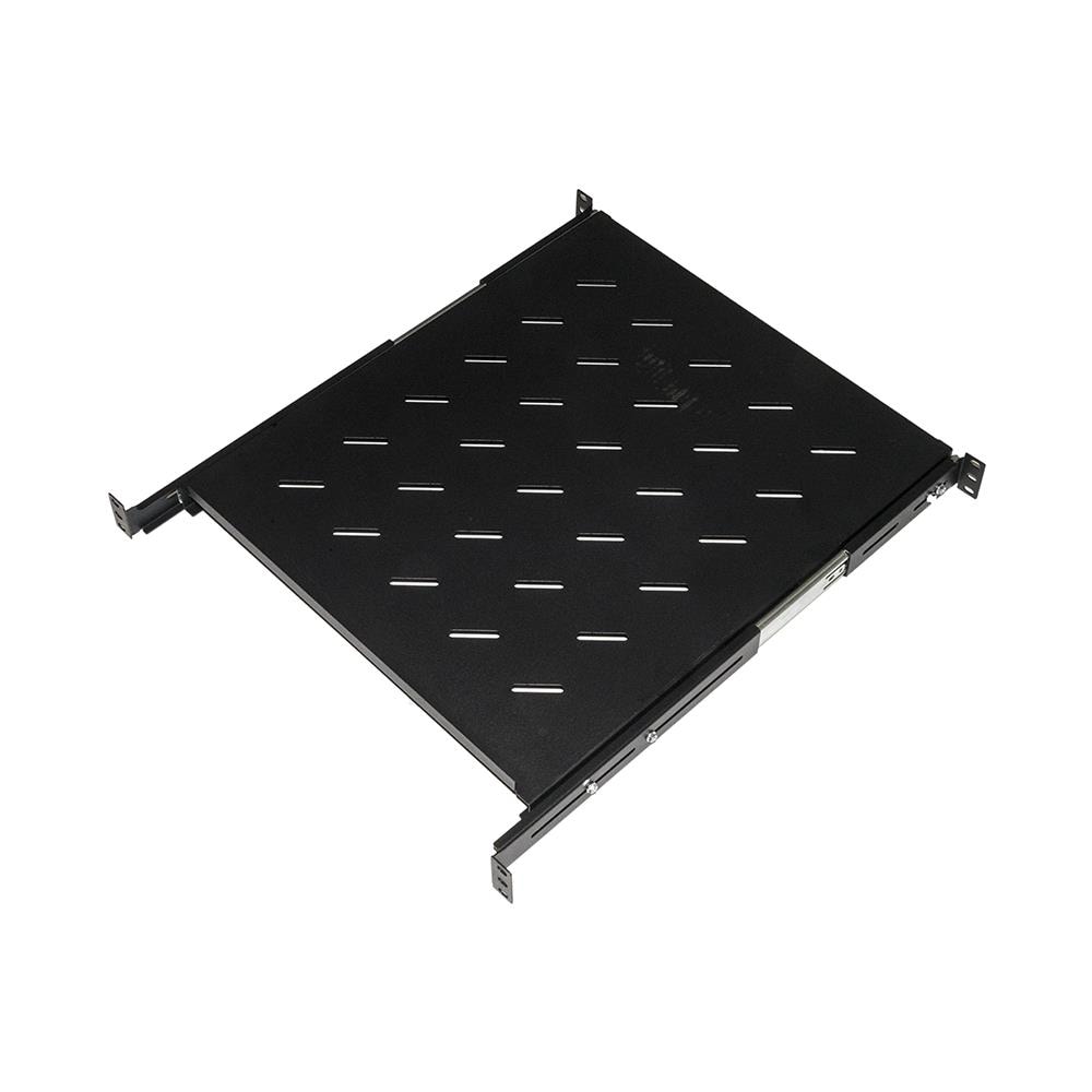 Ripiano Universale Per Armadio Rack Estraibile Su Binari Telescopici 1 Unita' Nero 550mm. - Foto 1