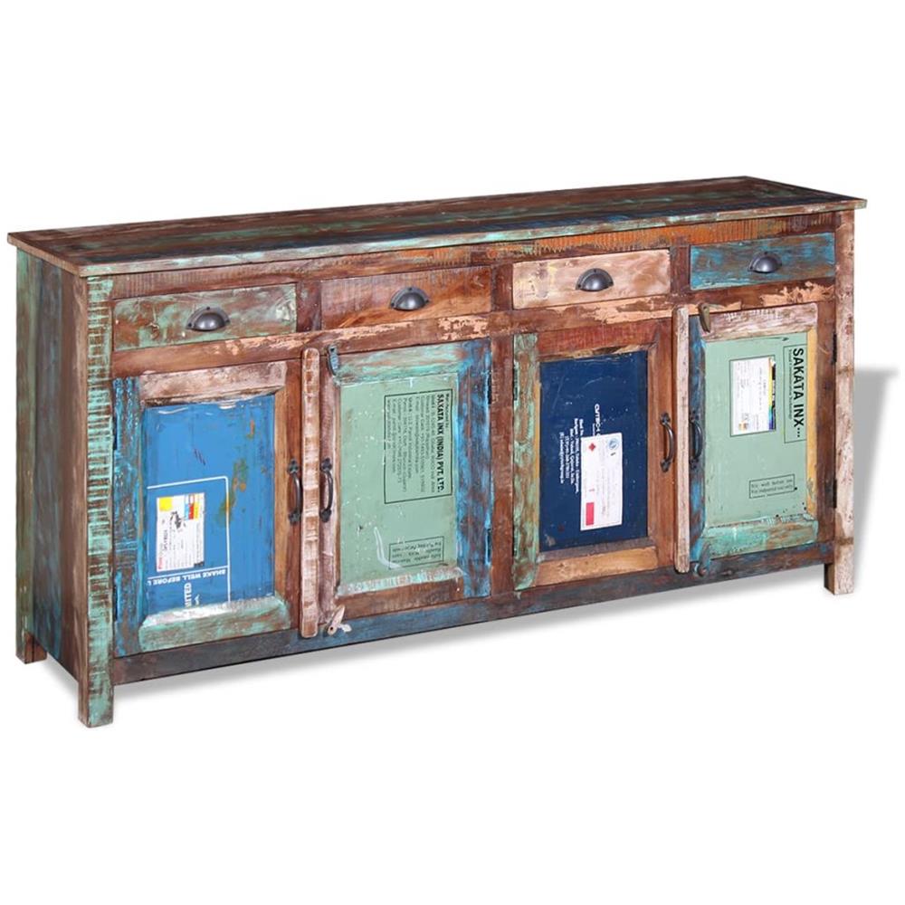 vidaXL Credenza con 3 Ripiani Tavolino Armadietto Legno Massello Anticato