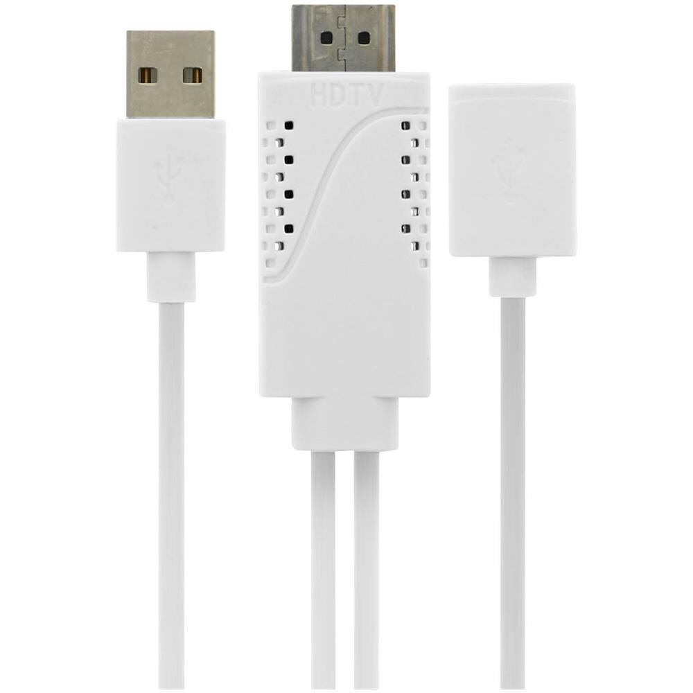 Cavo Usb Femmina Mhl Verso Hdmi Maschio E Usb Maschio Smartphone / Tablet Bianco - Foto 1