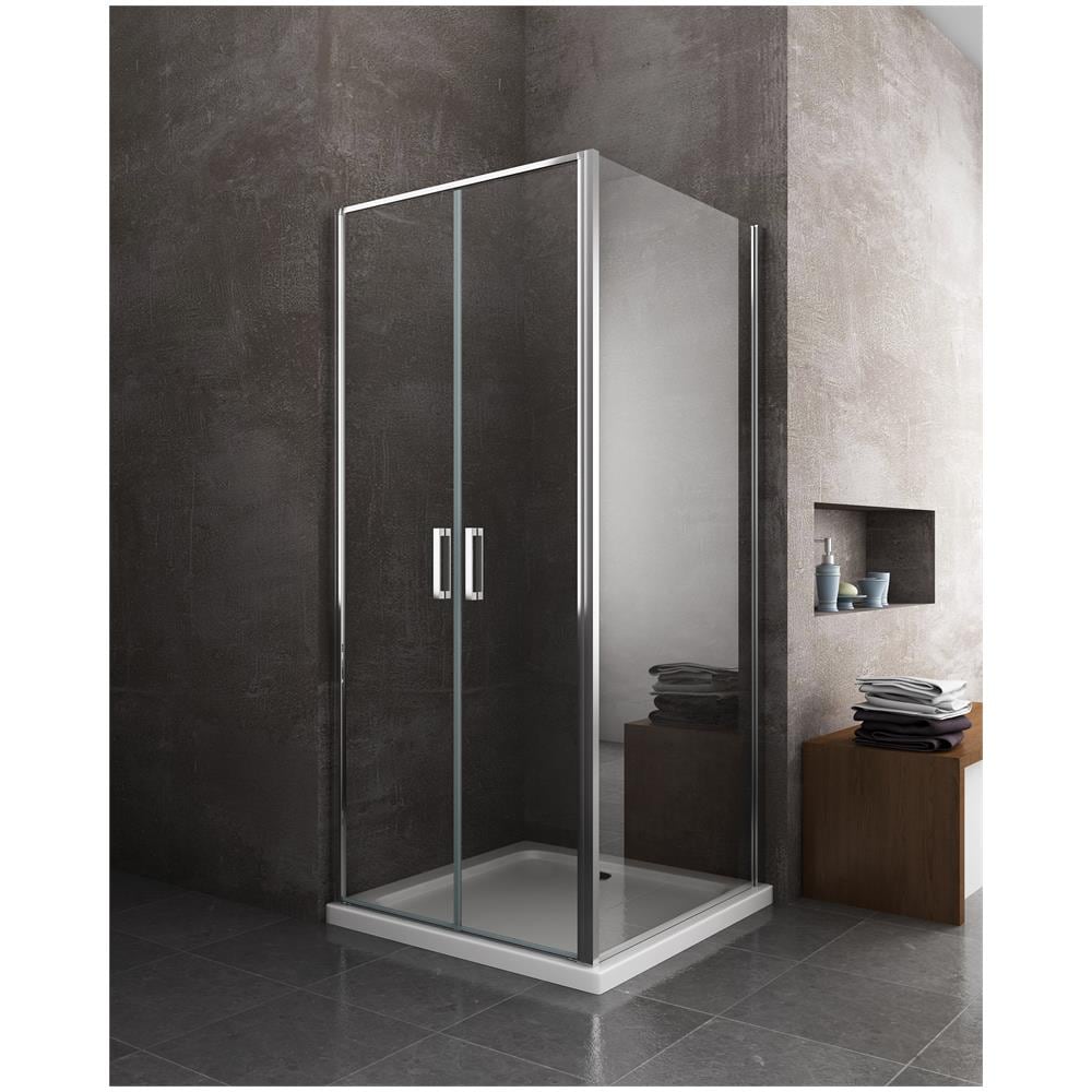 Box Doccia Angolare, Parete Fissa Laterale, Porta Battente, Apertura Saloon Reversibile, 67.5-70 Fissa X 117-120 Saloon - Foto 2