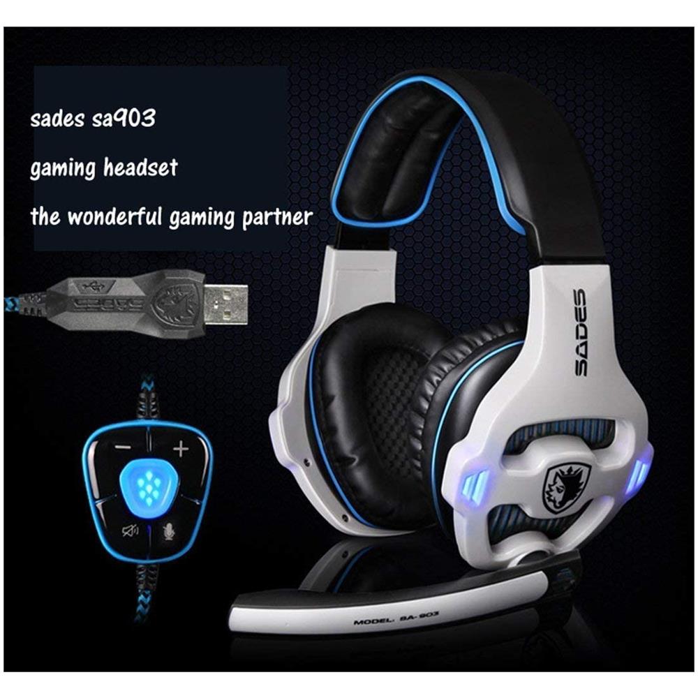 SADES - Sa903 Gaming Headset 7.1 Virtual Surround Sound Usb Gaming Con  Microfono Noise Cancelling Gaming Cuffie Intelligente Luce Led Per Pc  Portatile Mac (white) - ePRICE