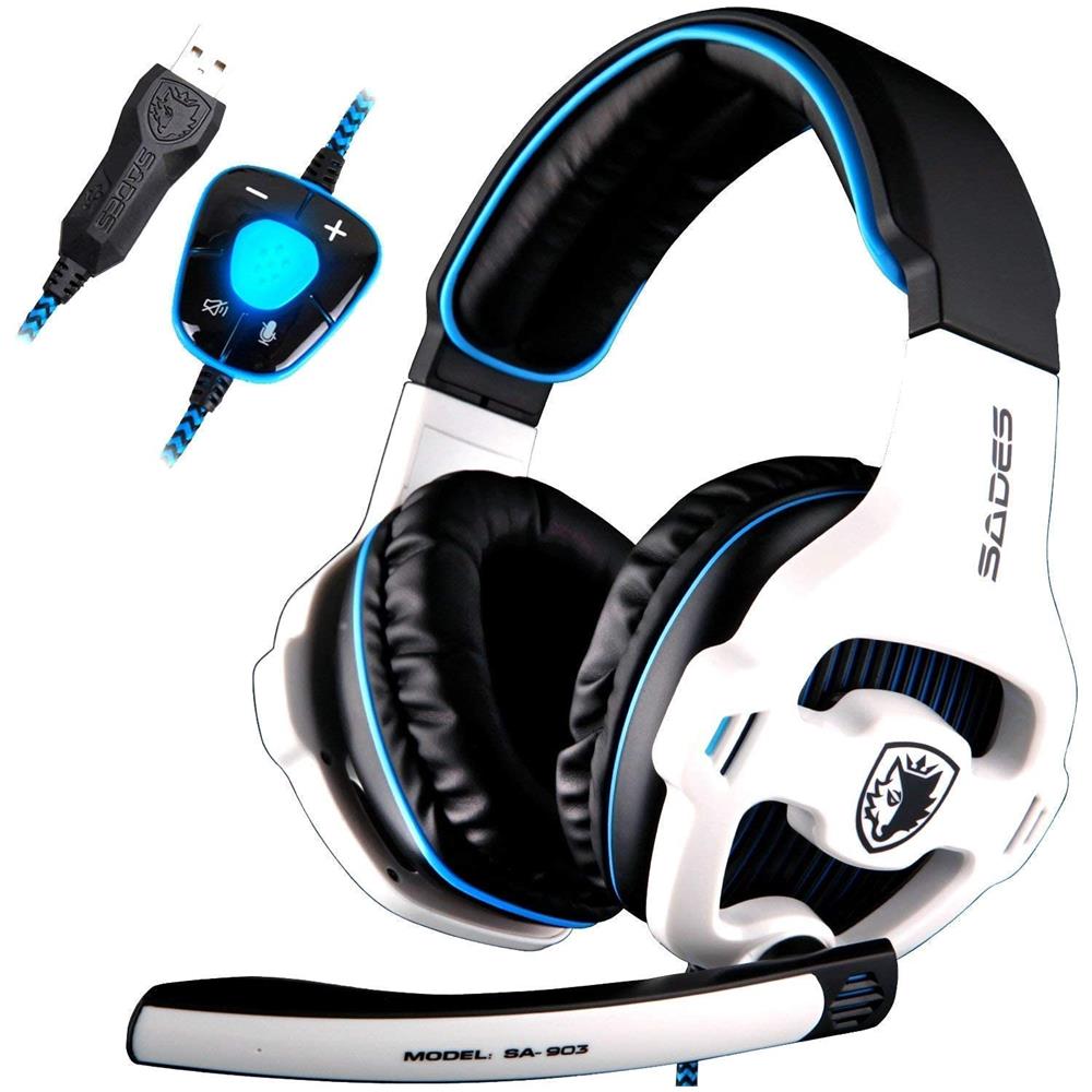 SADES - Sa903 Gaming Headset 7.1 Virtual Surround Sound Usb Gaming Con  Microfono Noise Cancelling Gaming Cuffie Intelligente Luce Led Per Pc  Portatile Mac (white) - ePRICE