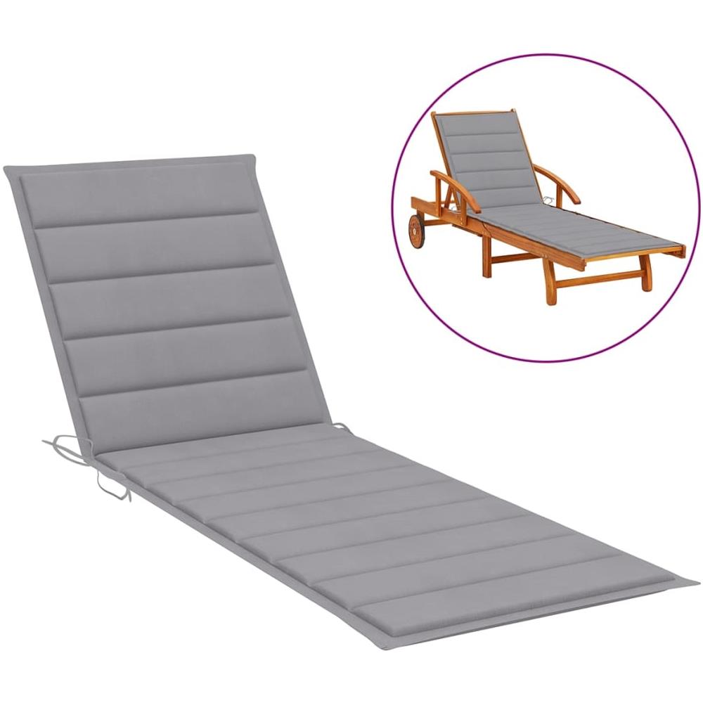 Cuscino Per Lettino Prendisole Grigio 200x50x4 Cm In Tessuto - Foto 1