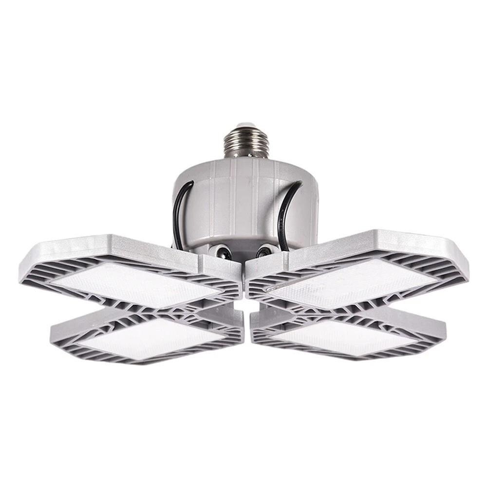 Plafoniera LED Da Garage E27 60W 6000LM Con 4 Pannelli Regolabili - Luce Senza Angoli Morti Per Officina, Cantina E Magazzino