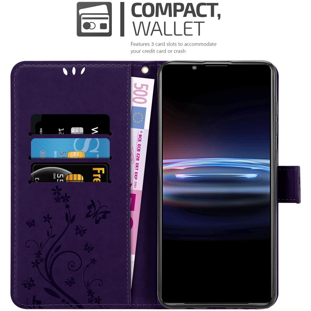 Cadorabo Custodia Compatibile Con Sony Xperia Pro-i In Lilla Scuro Fiore - Coperchio Protettivo In Design Floreale Con Chiusura Magnetica, Funzione Stand E Slot Per Carte - Foto 2