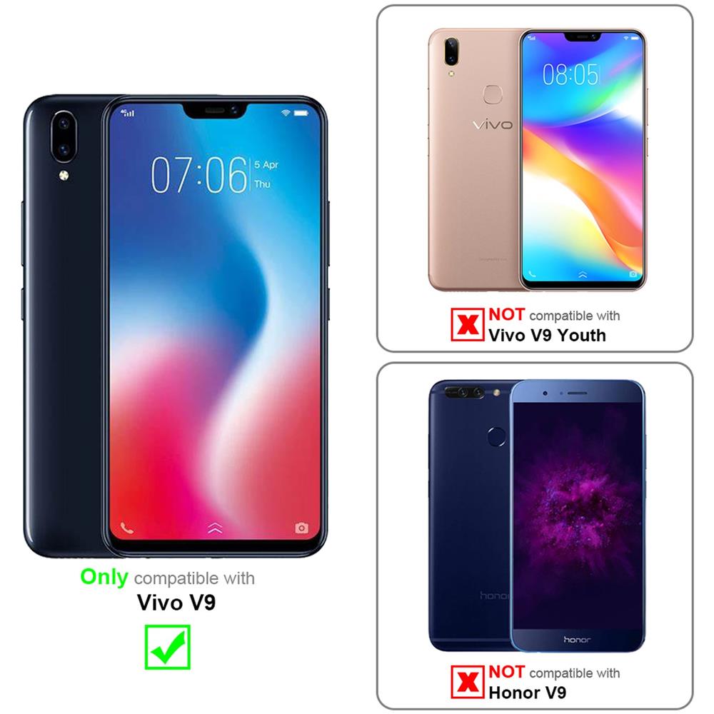 3x Pellicola Armatura A Schermo Intero Compatibile Con Vivo V9 In Trasparente Con Nero - 3x Vetro Temperato (tempered) Di Protezione Del Display In Durezza 9h Con 3d Touch - Foto 2