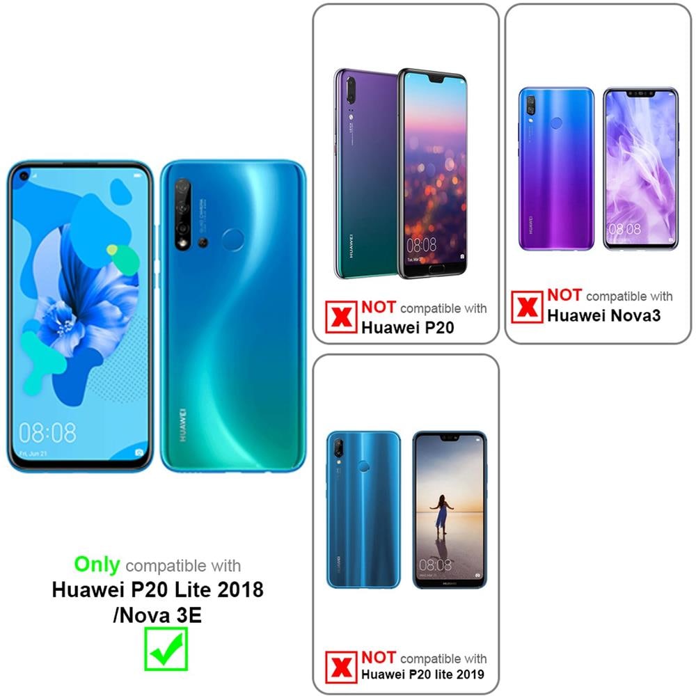 Custodia Compatibile Con Huawei P20 Lite - Ottica A Strisce In Cobalto Viola - Coperchio Protettivo In Vetro Temperato E Silicone Tpu - Foto 2