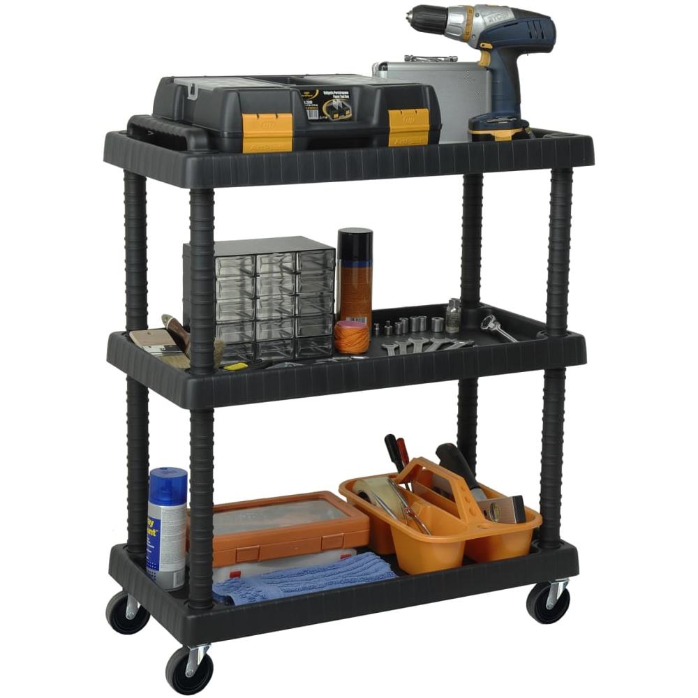 Carrello Attrezzi Da Officina A 3 Livelli Nero 75x37,5x92 Cm Pp - Foto 2