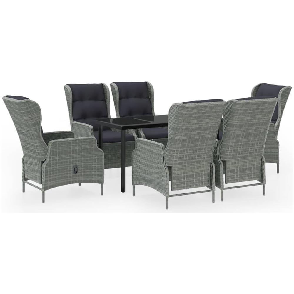 Set Mobili Da Pranzo Per Giardino 7 Pz Grigio Chiaro - Foto 1