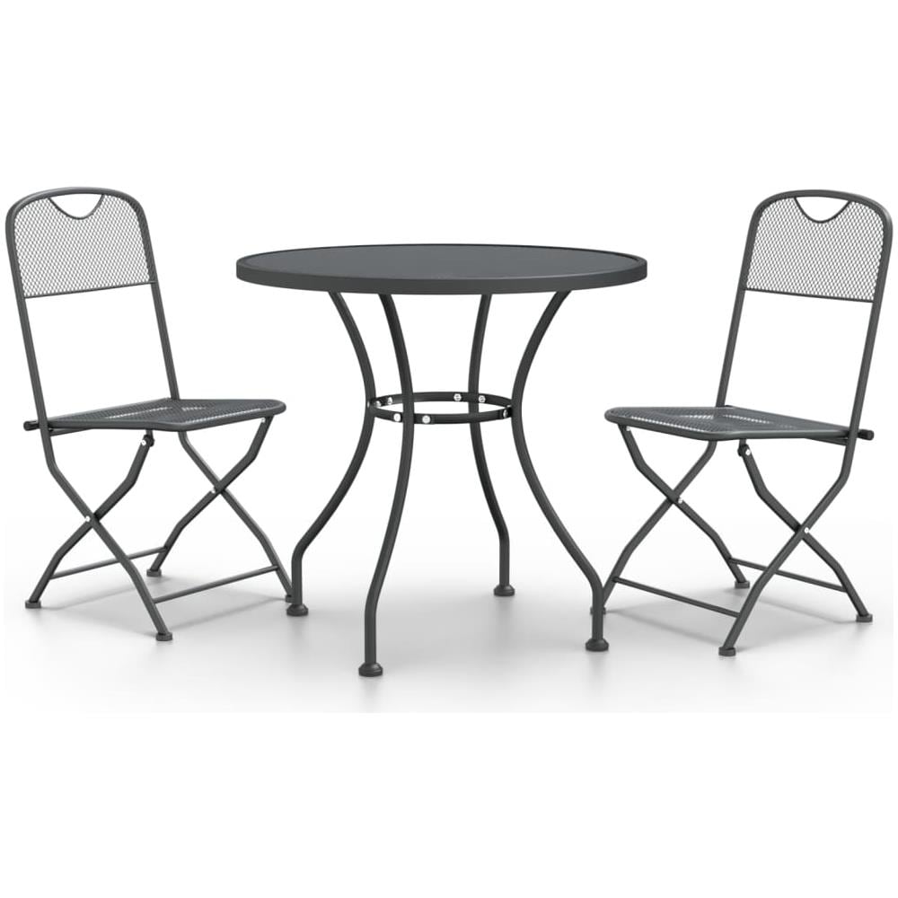 Set Da Pranzo Per Giardino 3pz Rete Metallica Espansa Antracite - Foto 1