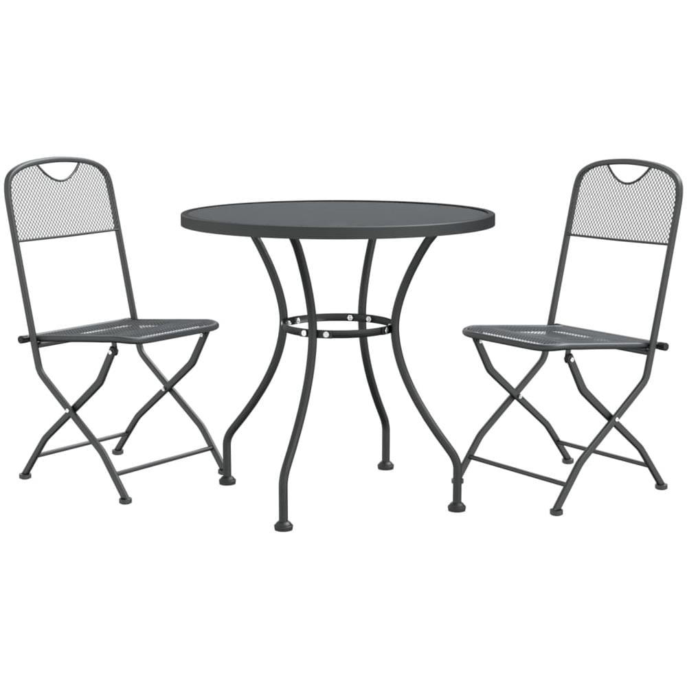 Set Da Pranzo Per Giardino 3pz Rete Metallica Espansa Antracite - Foto 2