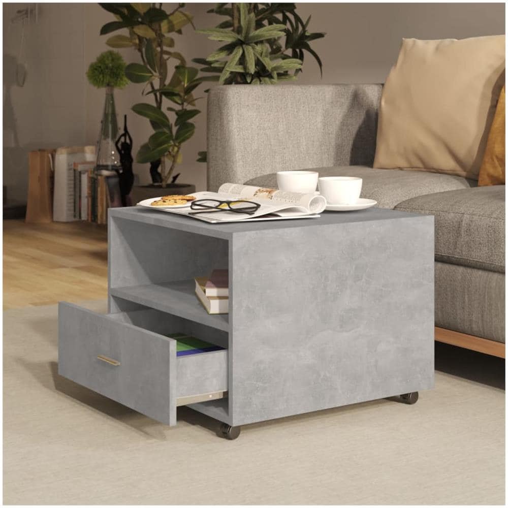 Tavolino Salotto Grigio Cemento 55x55x40 Cm Legno Multistrato - Foto 2