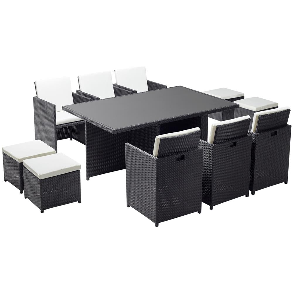 Salotto Da Giardino A Incasso 10 Posti Resina Intrecciata Bianco/nero Monaco - Foto 1