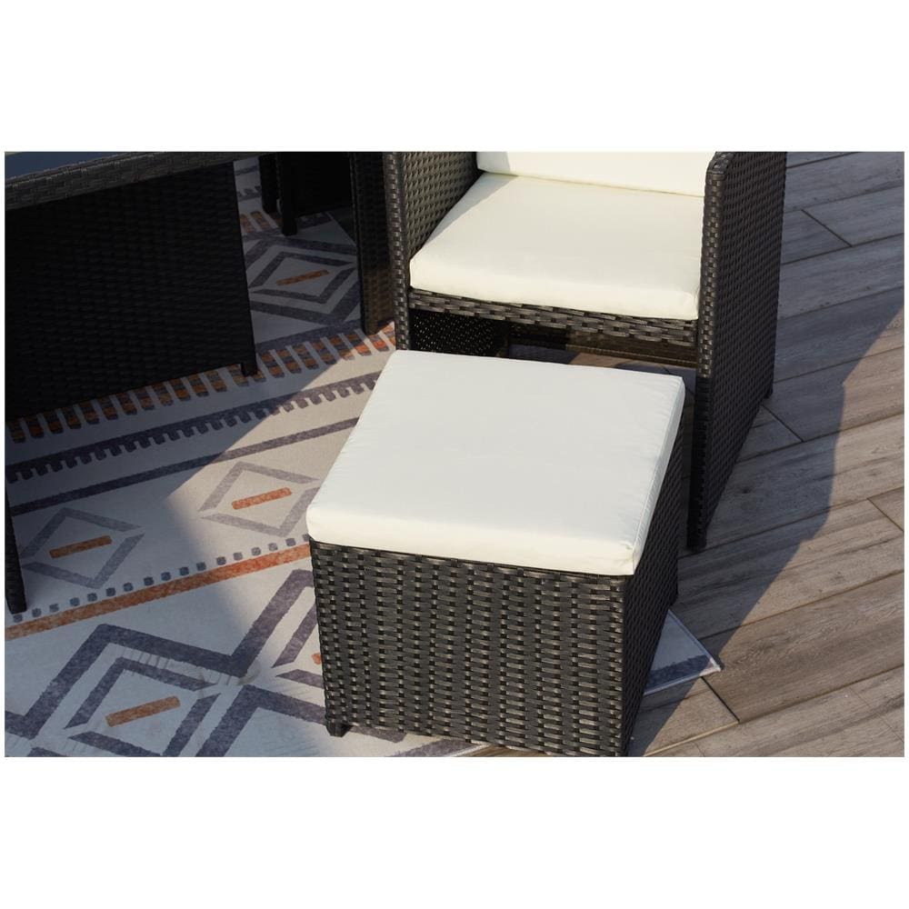 Salotto Da Giardino A Incasso 10 Posti Resina Intrecciata Bianco/nero Monaco - Foto 8