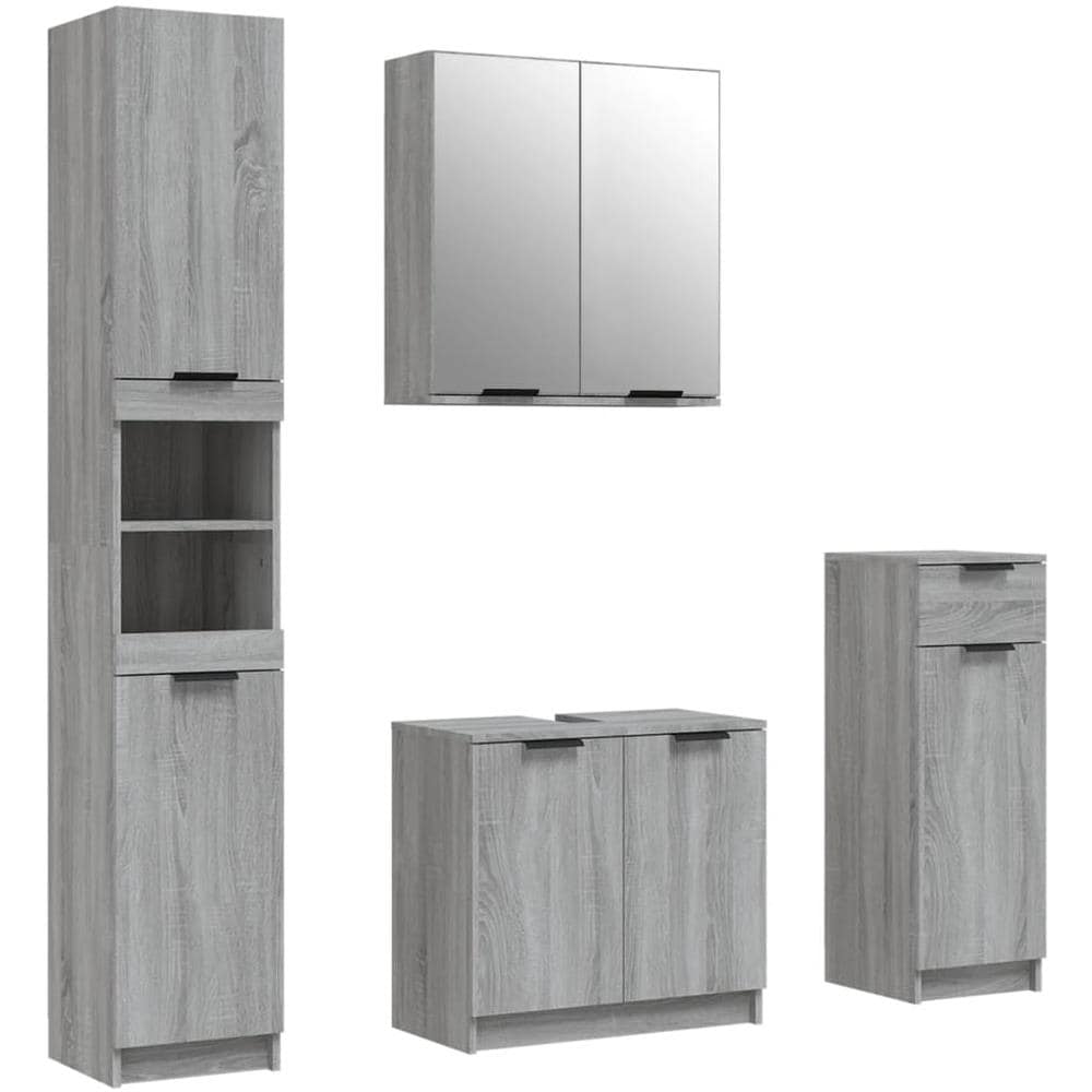 Set Mobili Da Bagno 4 Pz Grigio Sonoma In Legno Multistrato - Foto 2
