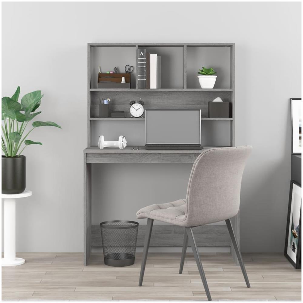 Scrivania Mensole Grigio Sonoma 102x45x148 cm Legno Multistrato - Foto 3