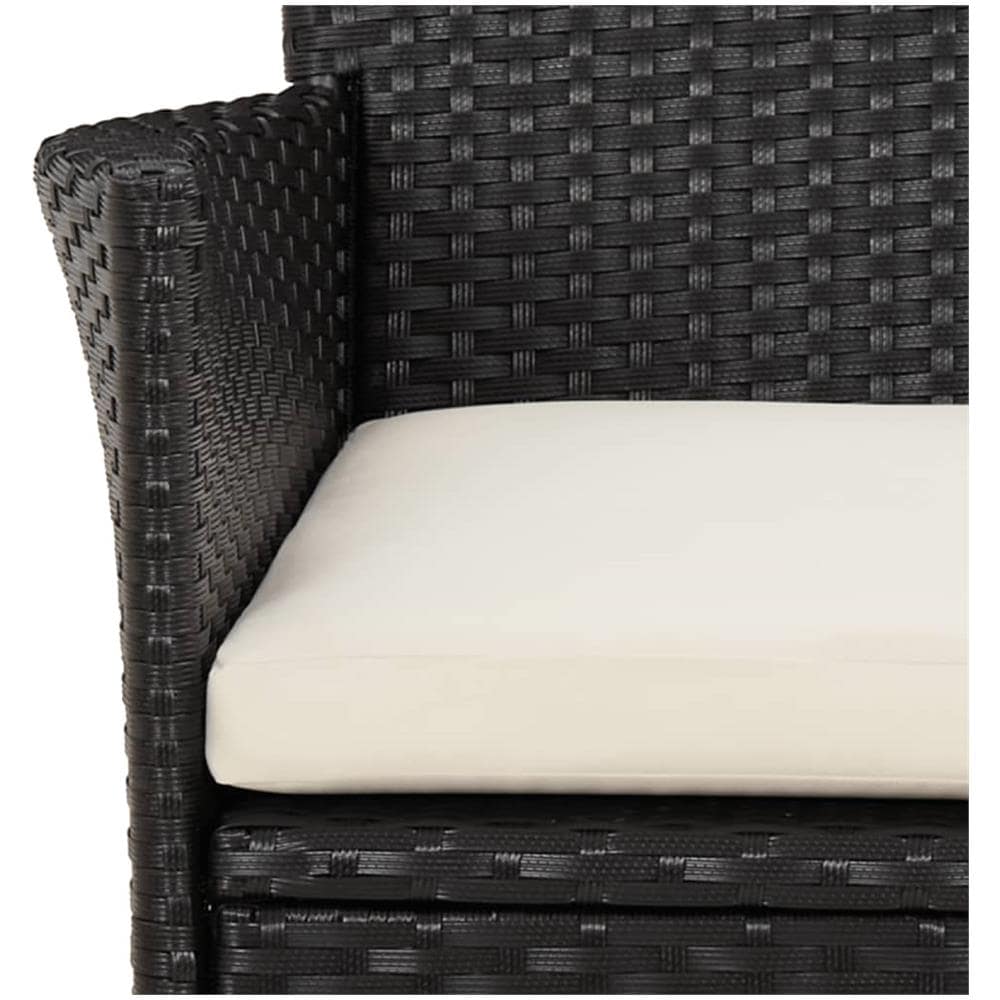 Set Da Pranzo Da Giardino 3 Pz Con Cuscini Nero In Polyrattan - Foto 2