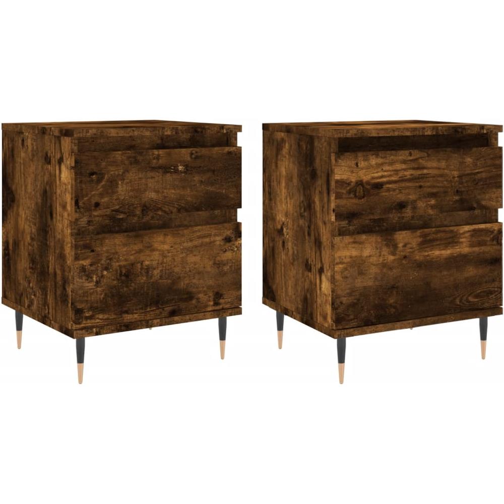 Comodini 2pz Rovere Fumo 40x35x50 Cm In Legno Multistrato - Foto 2