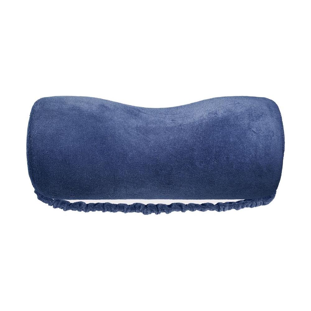 Cuscino Cilindrico Ergonomico da Viaggio con Cinturino Elastico e Fodera in Velluto di Cotone Colore Blu 27?12 cm - Foto 1