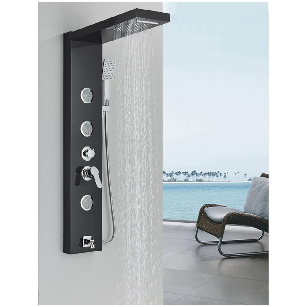 Pannello doccia, Blackswan, tipo M1039, modello nero con bocca e funzione SPA, misura 121 cm - Foto 2