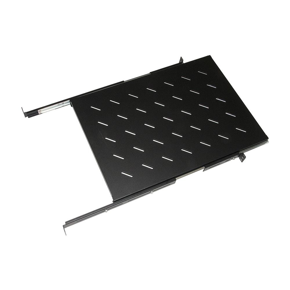 Ripiano Universale Per Armadio Rack Estraibile Su Binari Telescopici 1 Unita' Nero 650mm. - Foto 1
