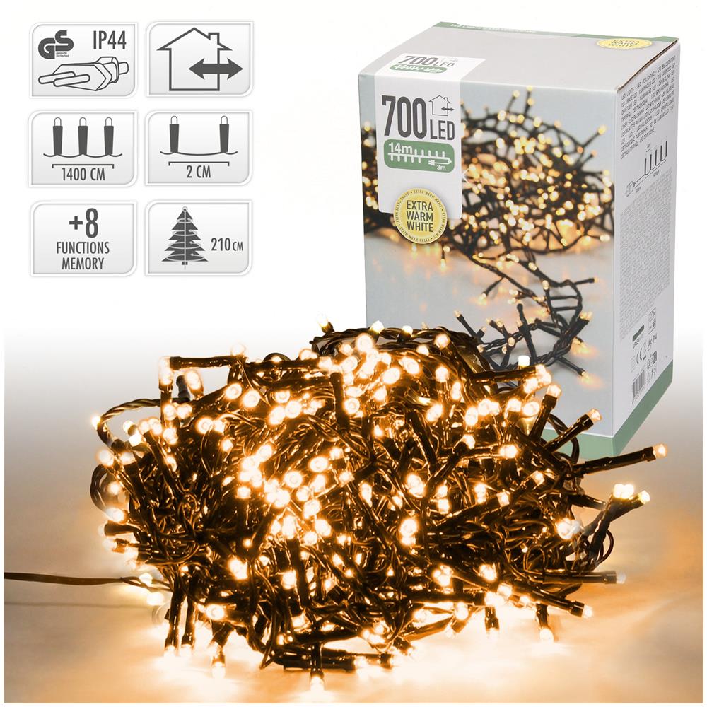 Luci Di Natale 700 Led Bianco Caldo 8 Giochi Di Luce Esterno Albero Interno - Foto 8