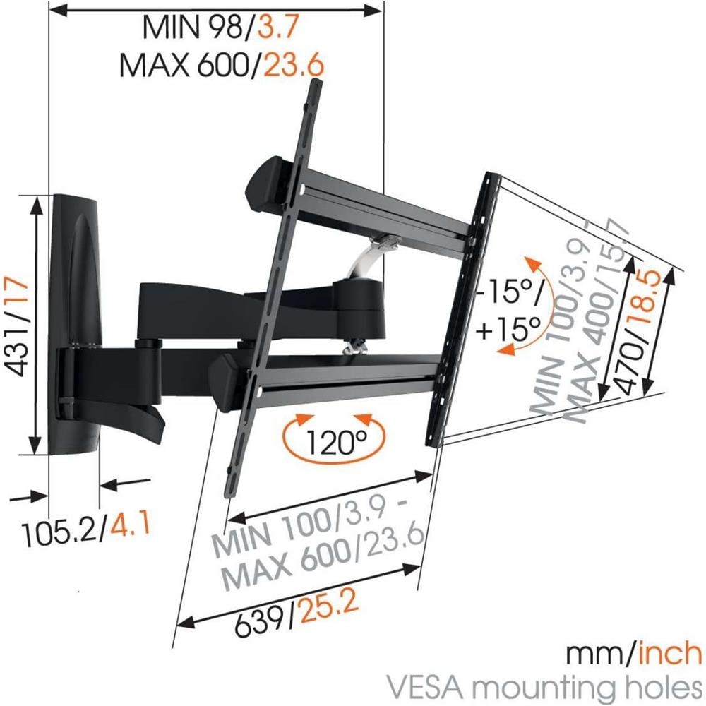 Supporto a Parete per TV Led 45kg 65" Colore Nero - Foto 2
