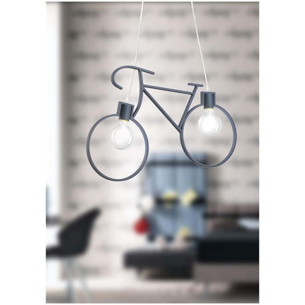 Lampada A Sospensione Bicicletta 2 Luci In Metallo Nero - Foto 2