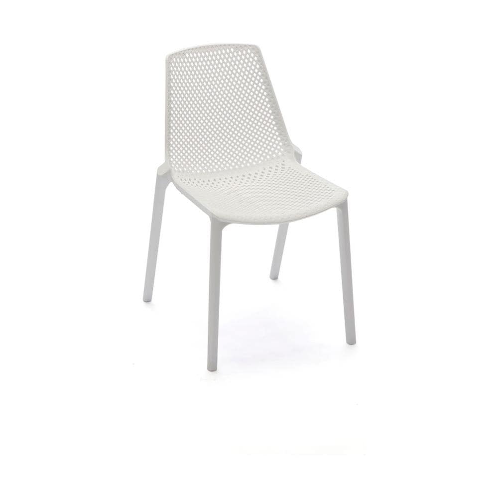 Set Quattro Sedie In Polipropilene Impilabili Con Lavorazione Traforata Color Bianco - Foto 1