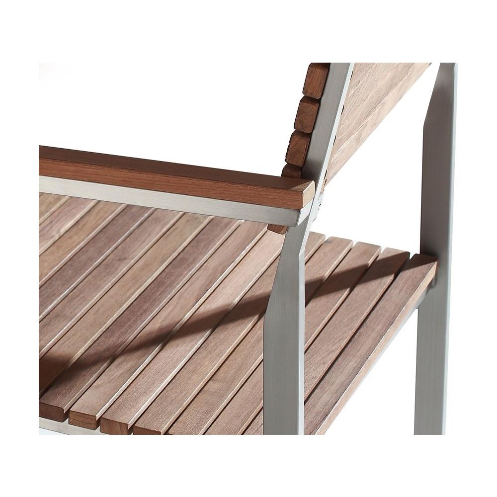 Set 6 Sedie Da Giardino In Legno Marrone Chiaro E Acciaio Viareggio - Foto 2