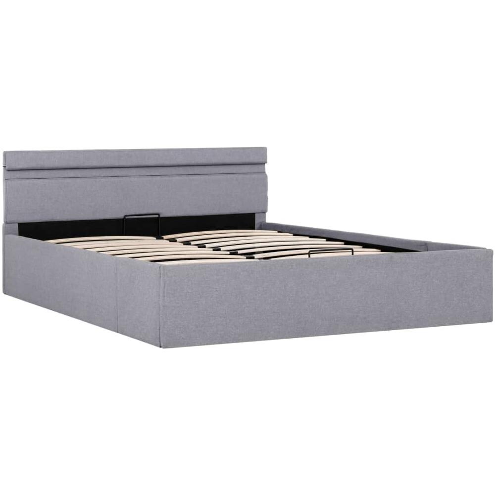 Letto Idraulico Contenitore Led Grigio Chiaro Tessuto 140x200cm - Foto 2