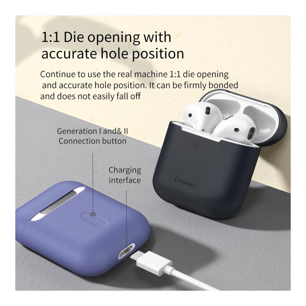 Airpods 2/1 Custodia Ultrasottile Della Serie Gel Di Silice Protector Viola (wiappod-bz05) - Foto 2