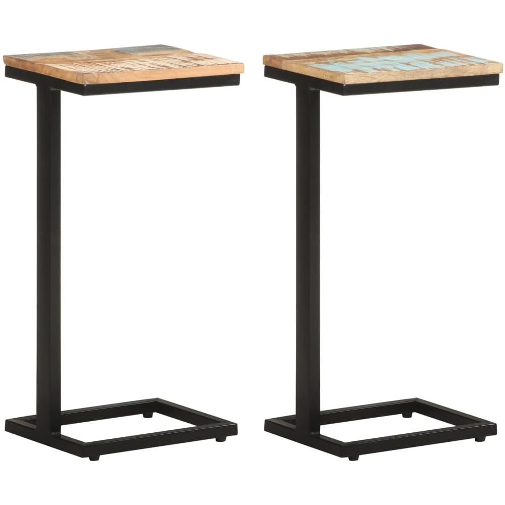 Tavolini Laterali 2 Pz 31,5x24,5x64,5 Cm Massello Di Recupero - Foto 1
