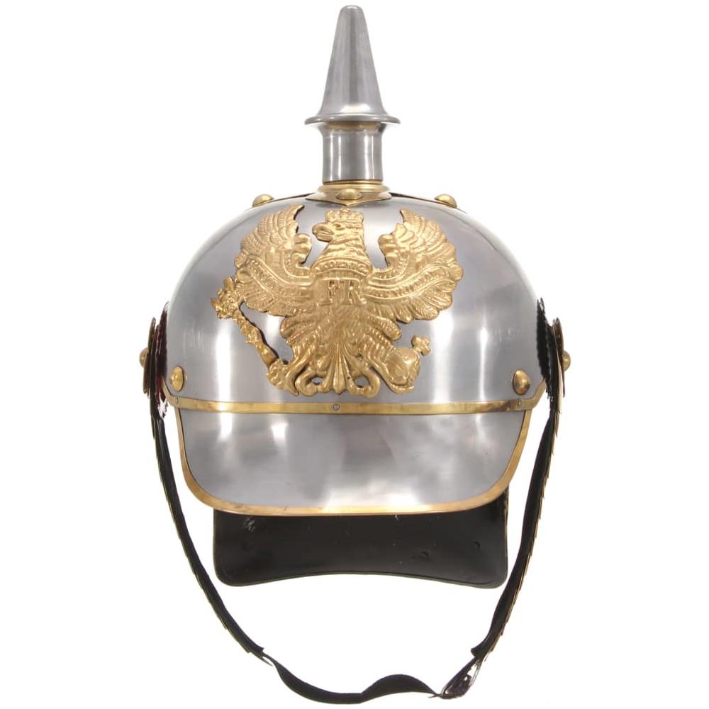 Elmo da Tedesco Prussiano Antico per LARP in Acciaio Argento - Foto 2