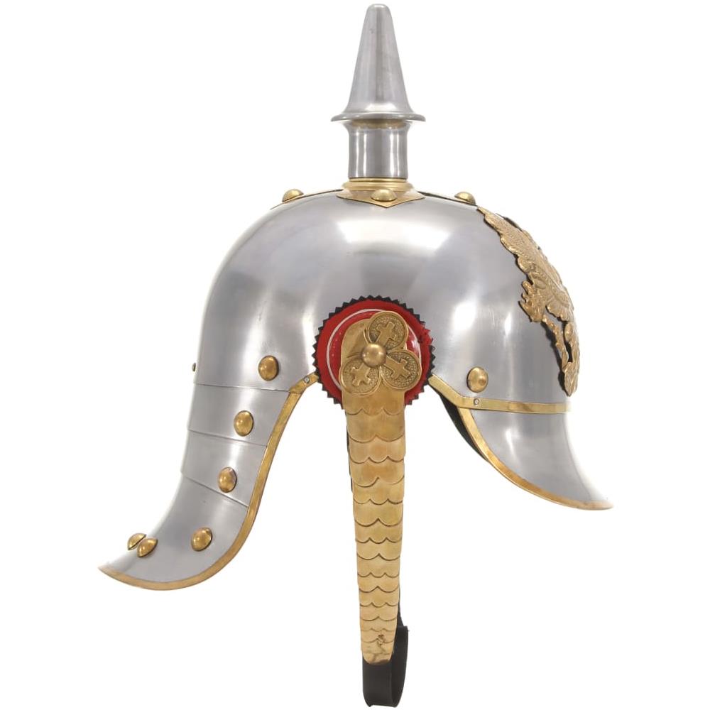 Elmo da Tedesco Prussiano Antico per LARP in Acciaio Argento - Foto 3