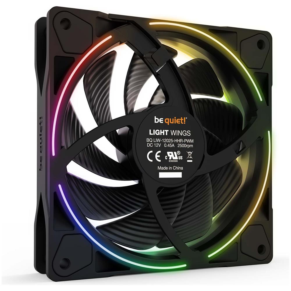 Ventola PC Light Wings 120mm PWM Diametro 12 cm Colore d'Illuminazione Multi - Nero Triple-Pack (3 pz) - Foto 2