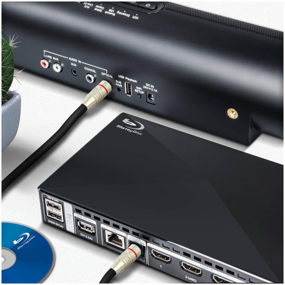 Cavo Ottico Audio Digitale Connettore Toslink Lungo 2m Flux, Nero - Foto 2