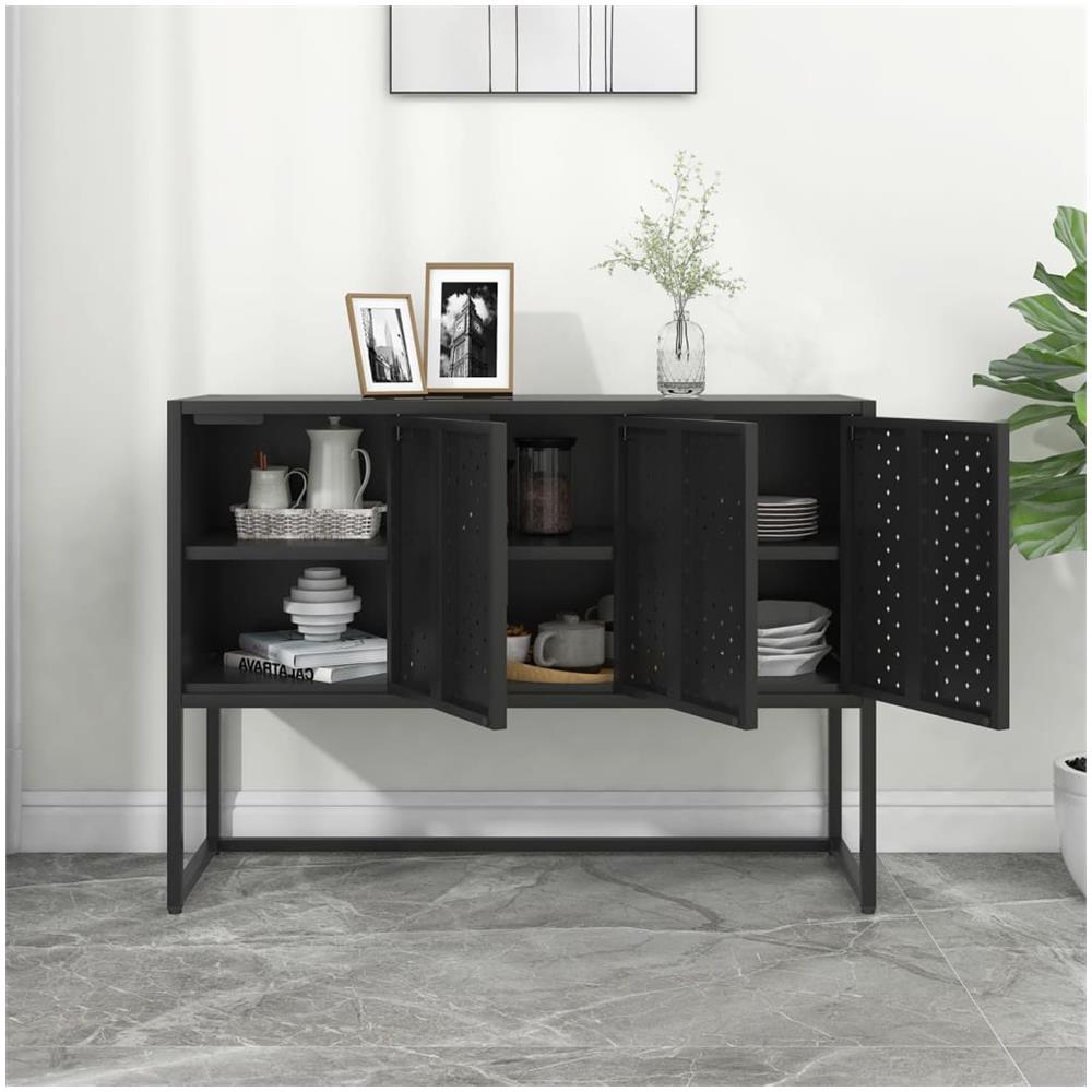 Credenza Nera 105x35x75 Cm In Acciaio - Foto 3