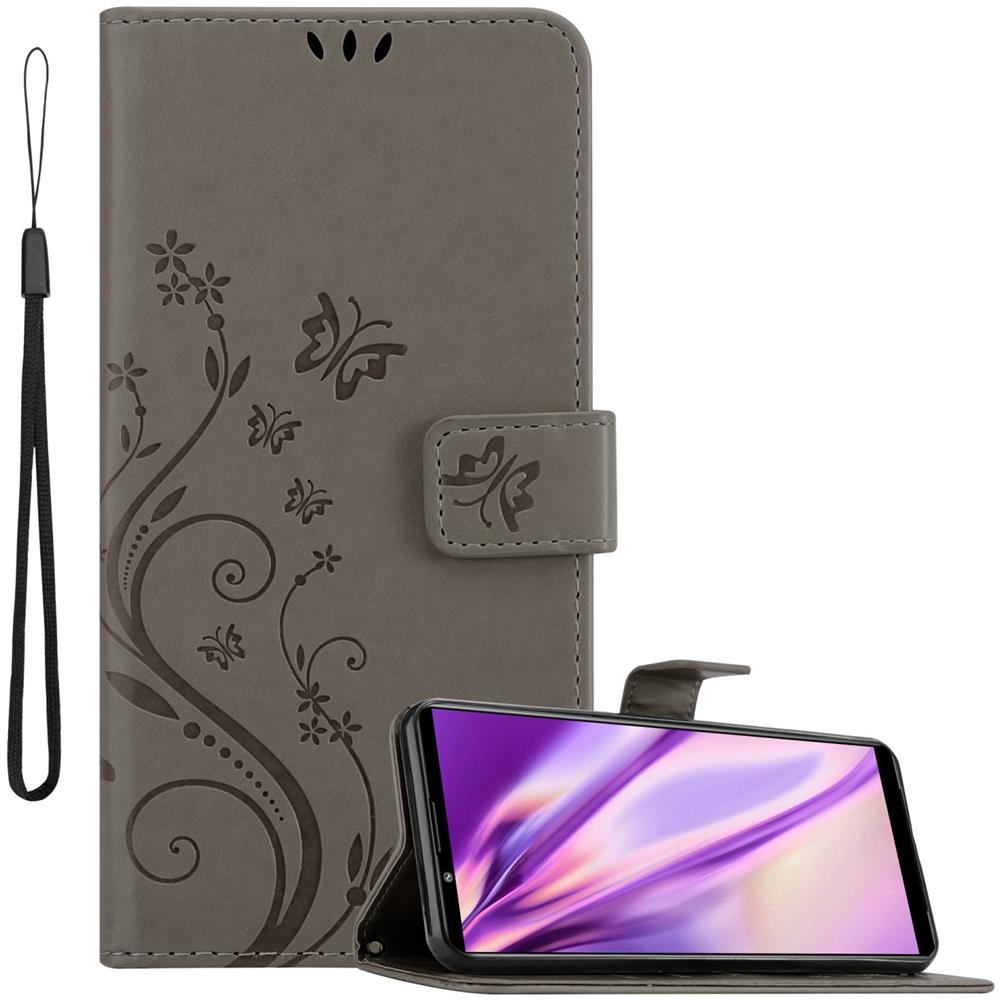 Cadorabo Custodia Compatibile Con Sony Xperia Pro-i In Grigio Fiore - Coperchio Protettivo In Design Floreale Con Chiusura Magnetica, Funzione Stand E Slot Per Carte - Foto 1