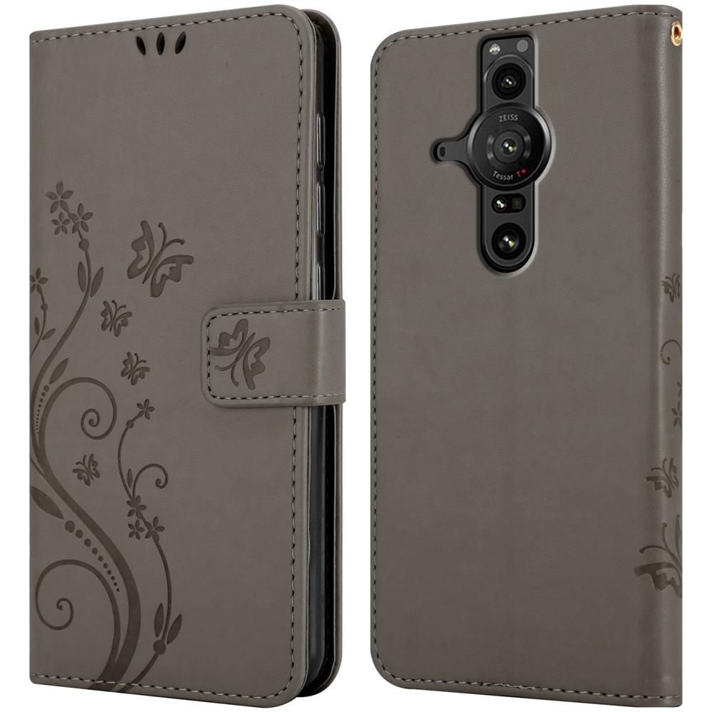Cadorabo Custodia Compatibile Con Sony Xperia Pro-i In Grigio Fiore - Coperchio Protettivo In Design Floreale Con Chiusura Magnetica, Funzione Stand E Slot Per Carte - Foto 7