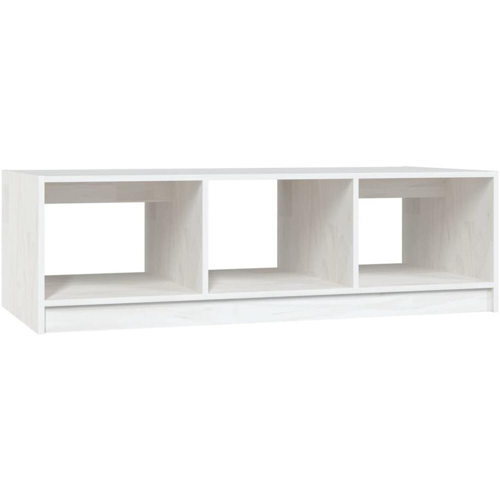 Tavolino Da Salotto Bianco 110x50x34 Cm Legno Massello Di Pino - Foto 2