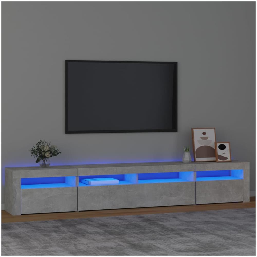 Mobile Porta Tv Con Luci Led Grigio Cemento 240x35x40 Cm - Foto 1