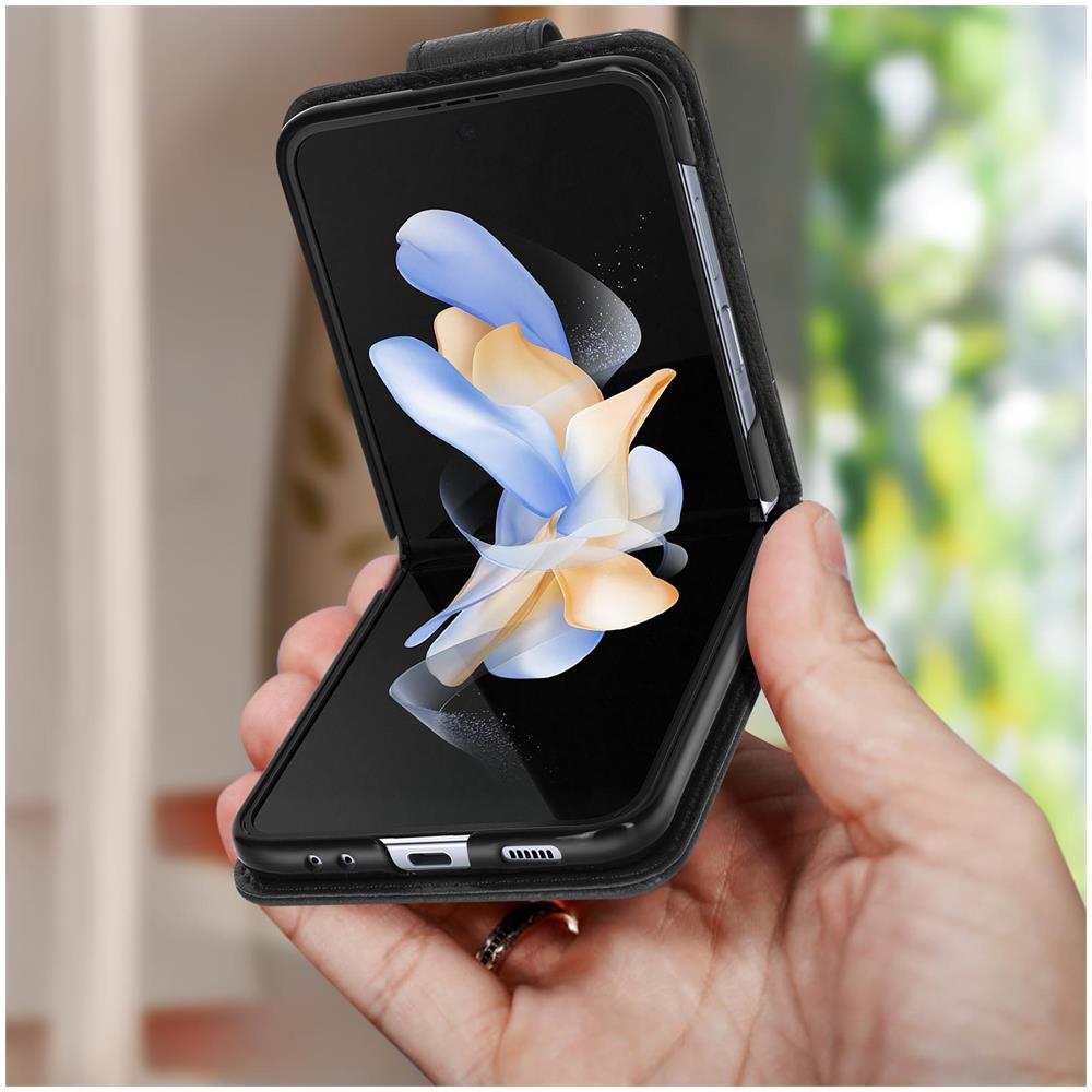 Cover Per Samsung Galaxy Z Flip3, Copertina Con Linguetta Magnetica Nera - Foto 2