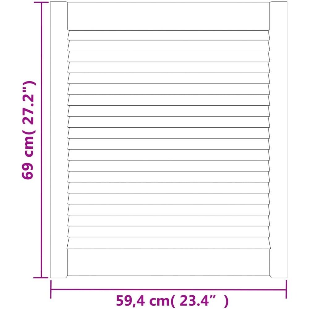 Ante a Lamelle Bianche 2 pz Bianche 69x59,4 cm Legno di Pino - Foto 2