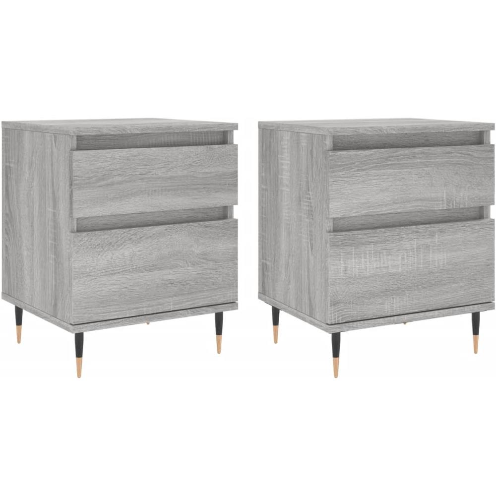 Comodini 2pz Grigio Sonoma 40x35x50 Cm In Legno Multistrato - Foto 2