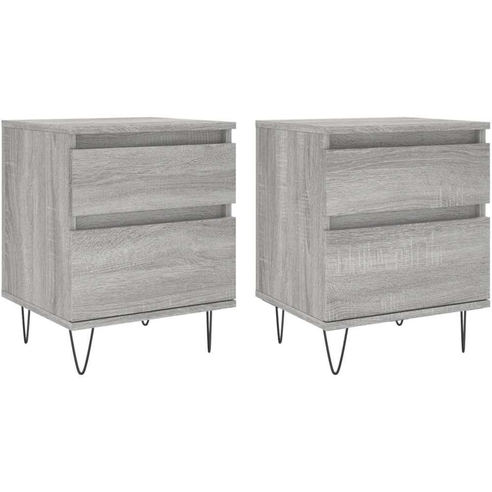 Comodini 2pz Grigio Sonoma 40x35x50 Cm In Legno Multistrato - Foto 2