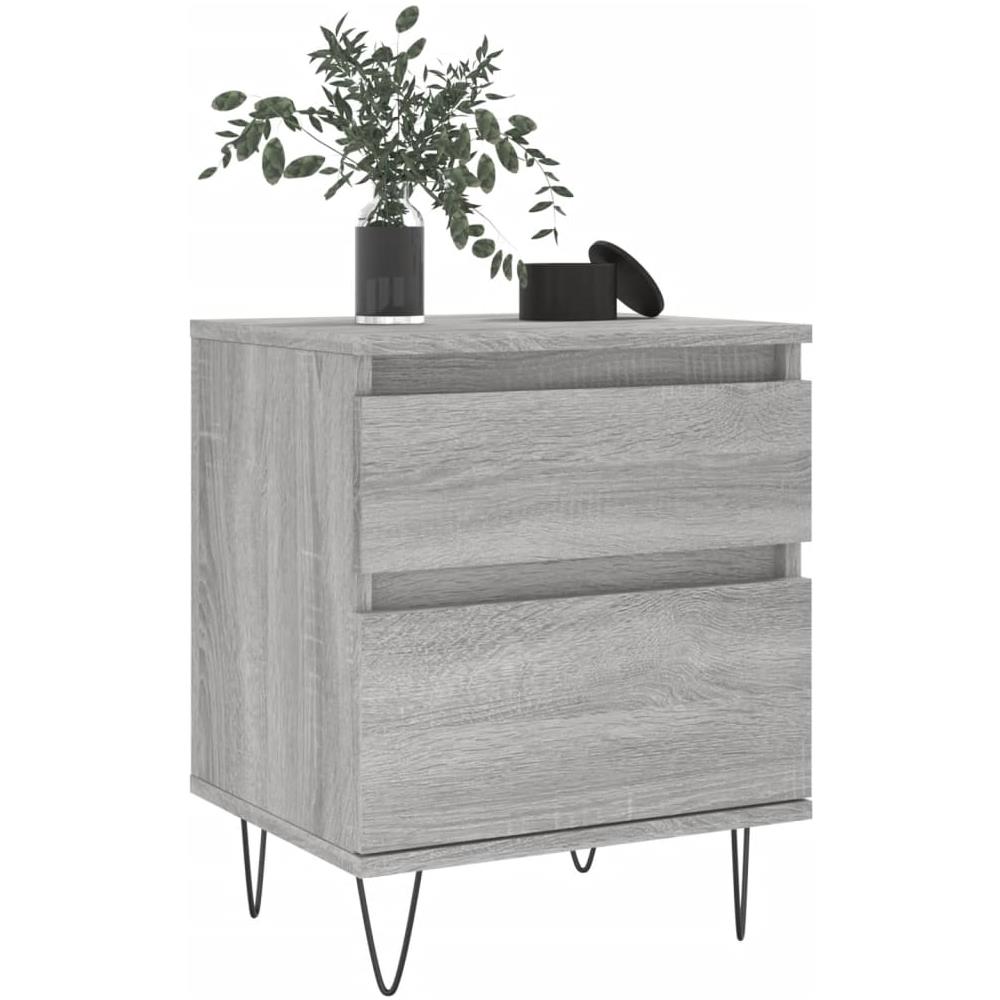 Comodini 2pz Grigio Sonoma 40x35x50 Cm In Legno Multistrato - Foto 3