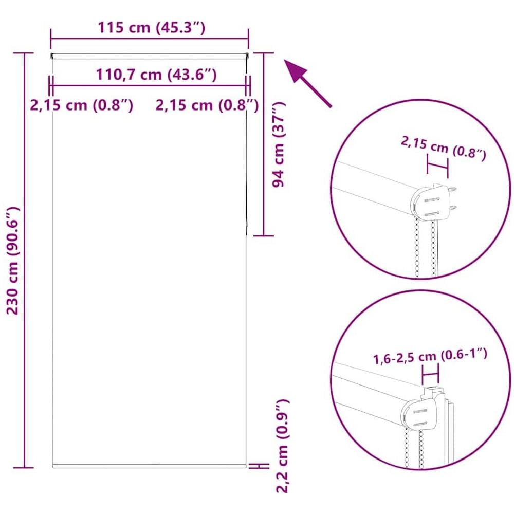 Tenda a Rullo Oscurante 115x230 cm Larghezza Tessuto 110,7 cm - Foto 10