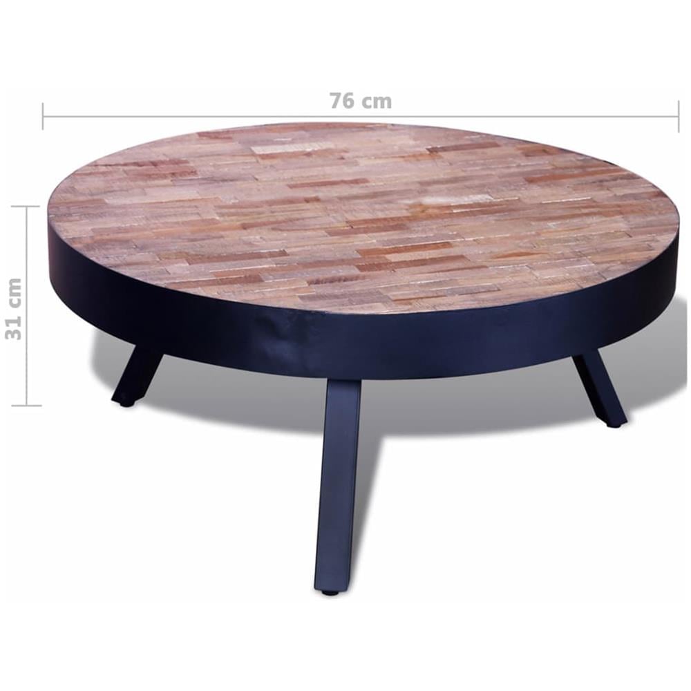 Tavolino Per Cafè Rotondo In Legno Anticato Di Teak - Foto 6